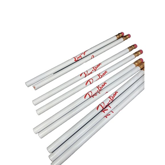 Rayban Pencils 9pc White Color With Red Great For School Or Collectibles - Picture 2 of 4